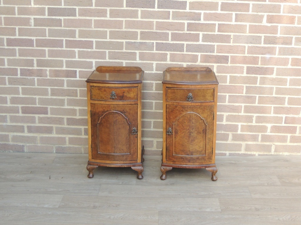 Queen Anne Walnut Bedside Cabinets - Image 2