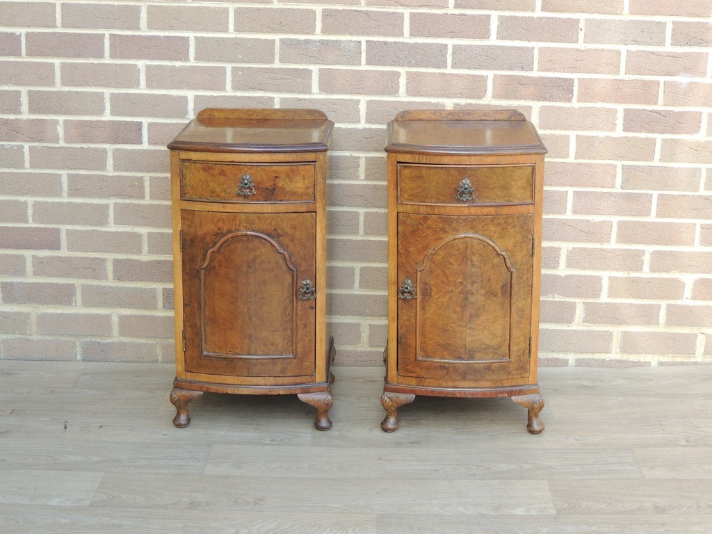 Queen Anne Walnut Bedside Cabinets - Image 3