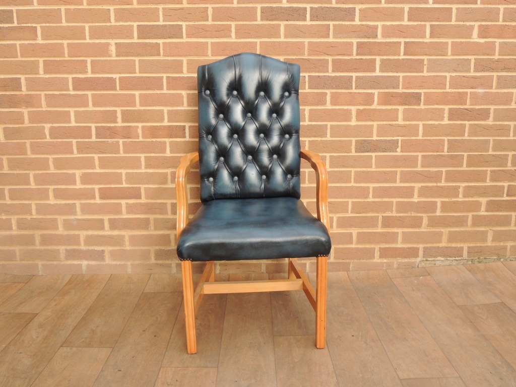 Chesterfield Antique Blue Carver Chair - Image 2