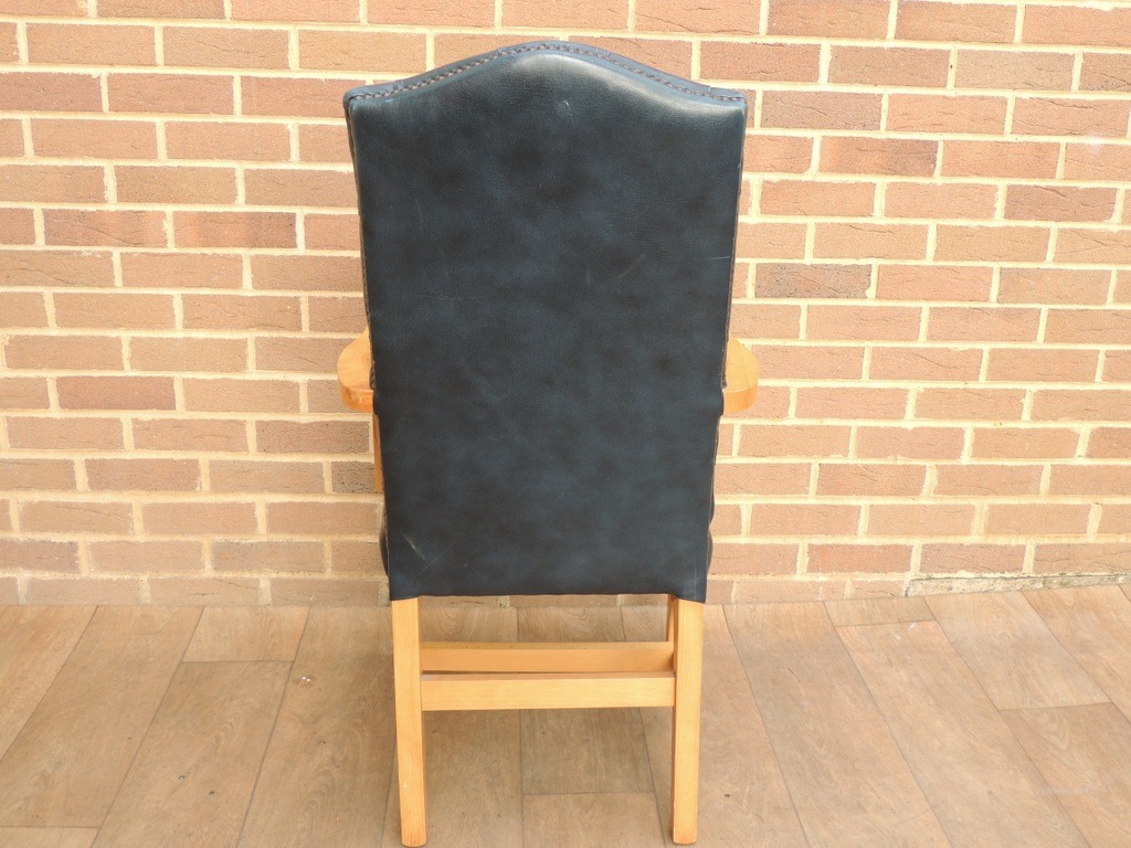 Chesterfield Antique Blue Carver Chair - Image 4
