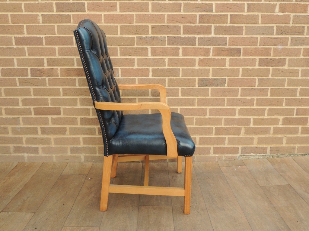 Chesterfield Antique Blue Carver Chair - Image 5