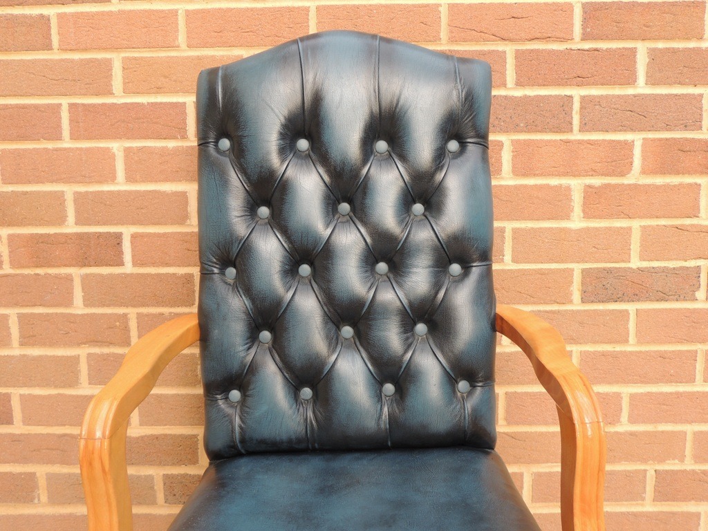 Chesterfield Antique Blue Carver Chair - Image 8