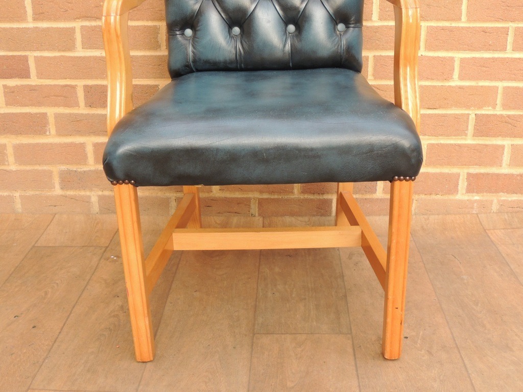 Chesterfield Antique Blue Carver Chair - Image 9