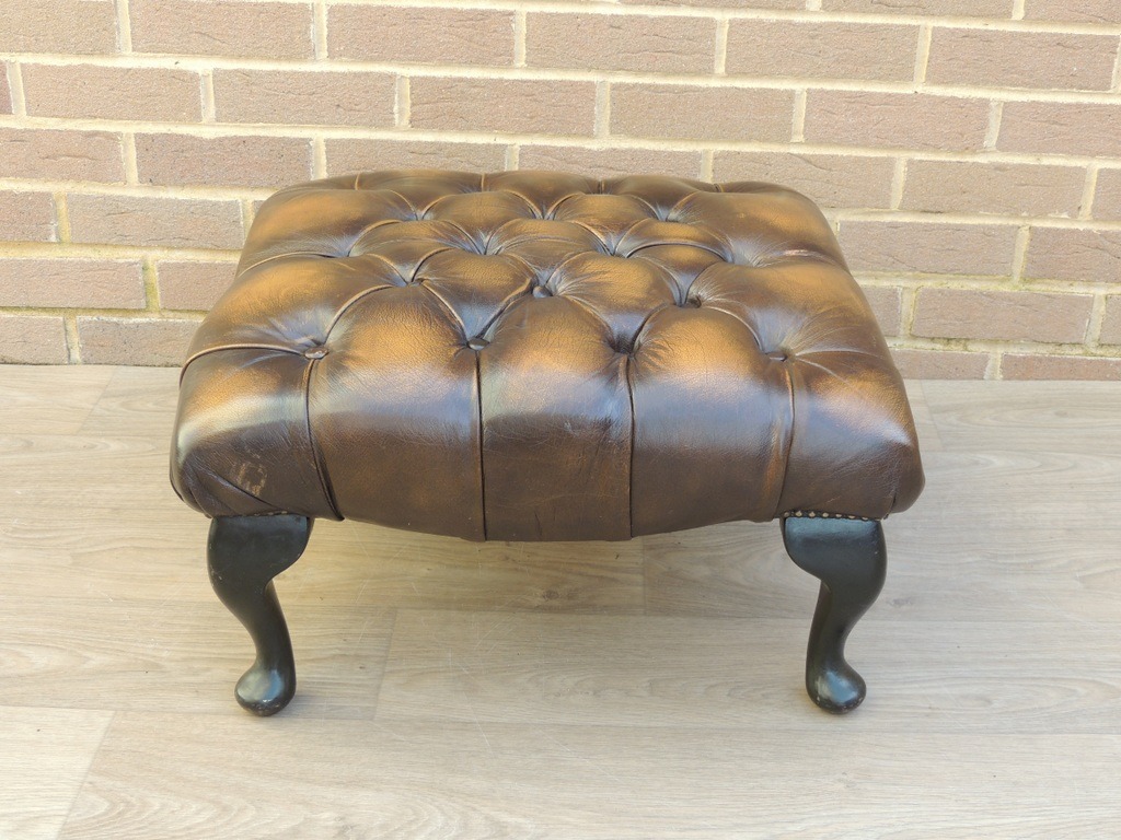 Chesterfield Whiskey Brown Footstool - Image 3