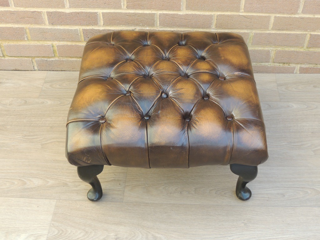 Chesterfield Whiskey Brown Footstool - Image 4