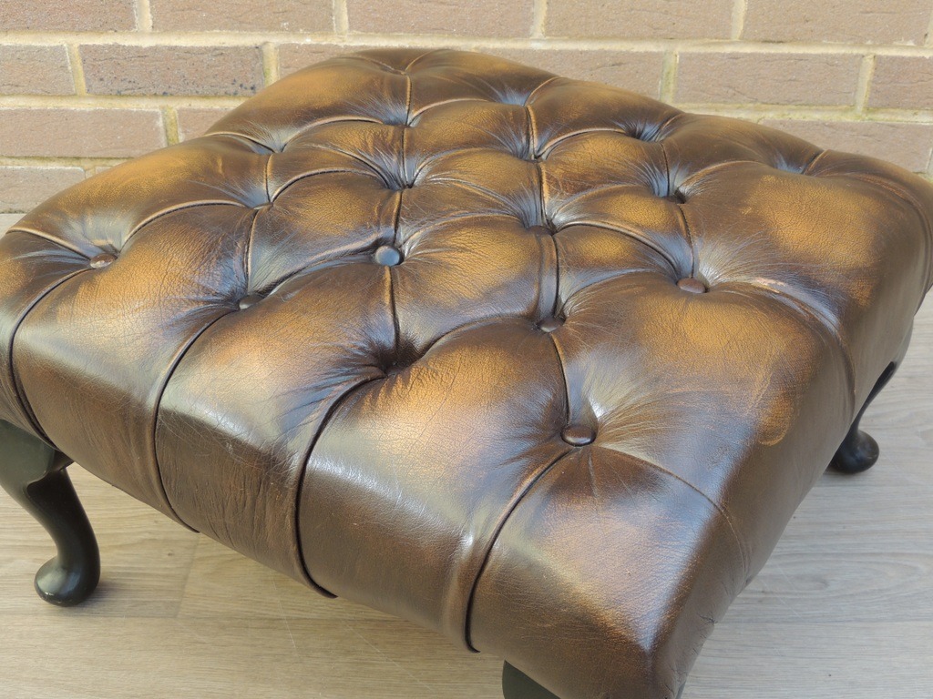 Chesterfield Whiskey Brown Footstool - Image 5