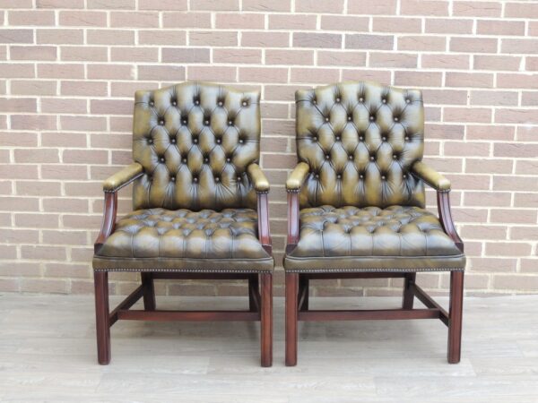 Pair of English Chesterfield Gainsborough Chairs