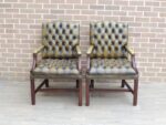 Pair of English Chesterfield Gainsborough Chairs - Image 2