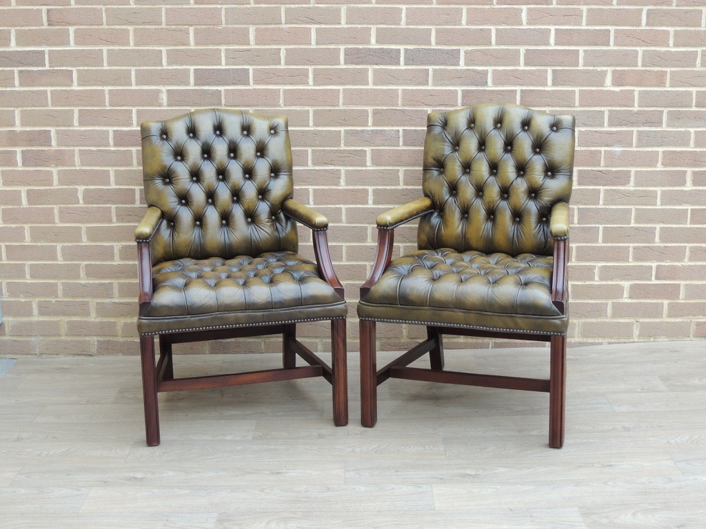 Pair of English Chesterfield Gainsborough Chairs - Image 4
