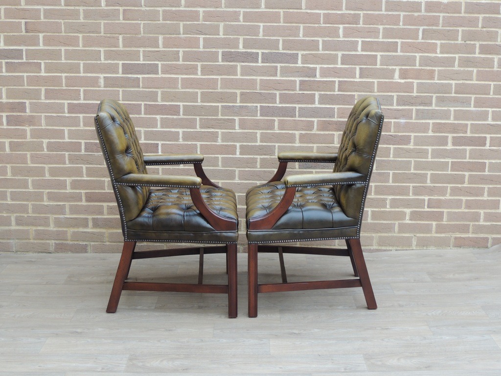 Pair of English Chesterfield Gainsborough Chairs - Image 6