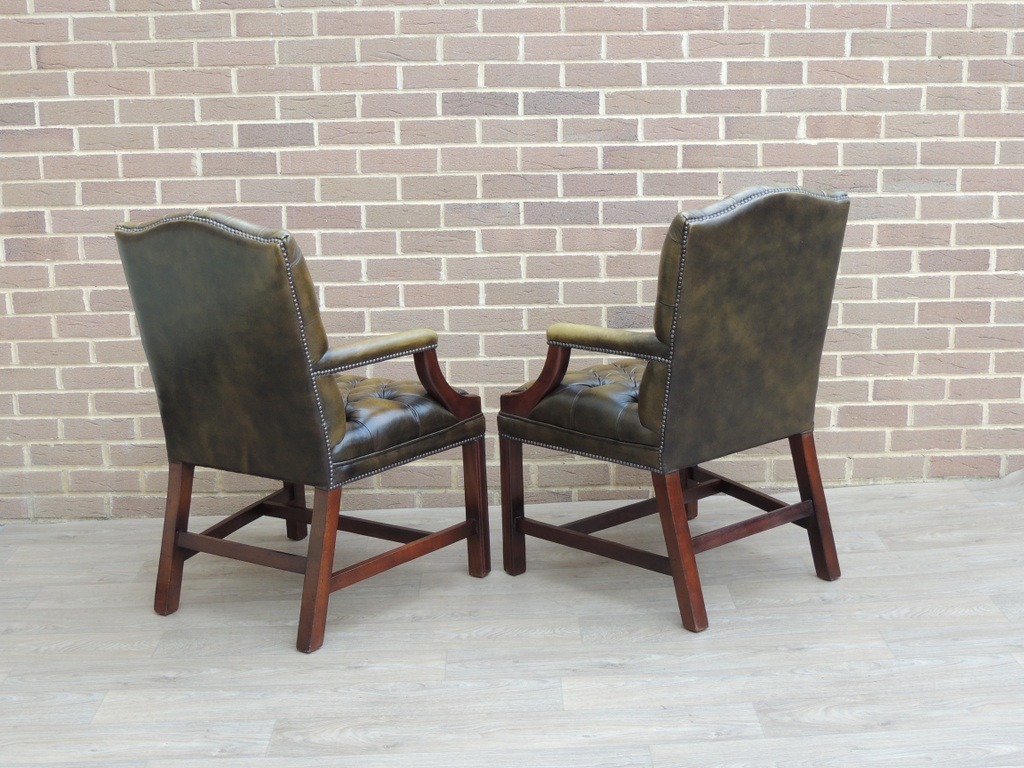 Pair of English Chesterfield Gainsborough Chairs - Image 7
