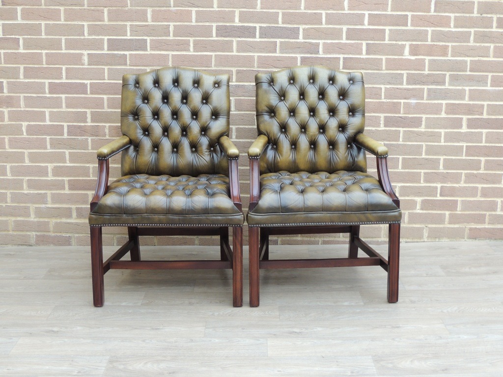 Pair of English Chesterfield Gainsborough Chairs - Image 10