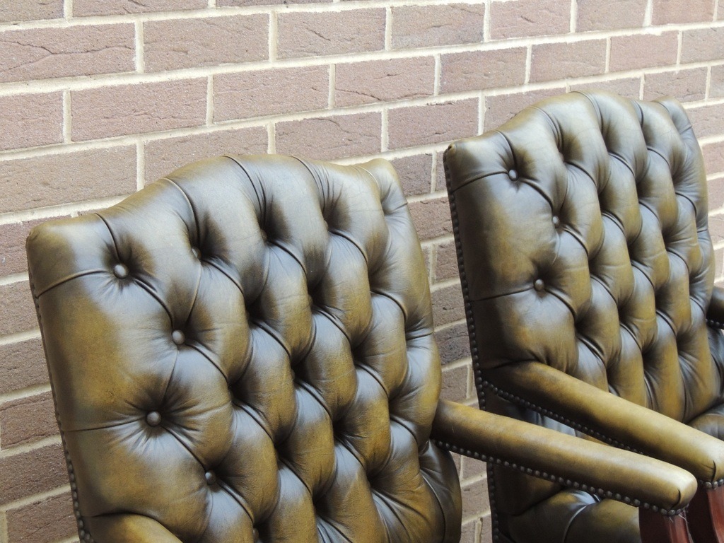 Pair of English Chesterfield Gainsborough Chairs - Image 11