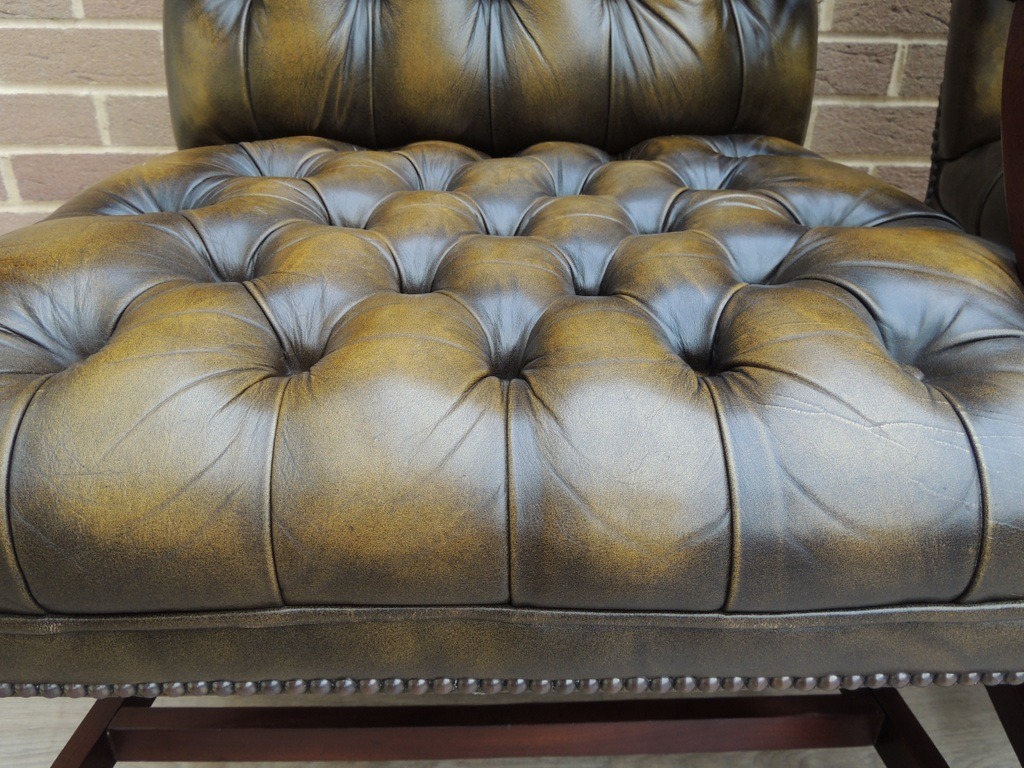 Pair of English Chesterfield Gainsborough Chairs - Image 17