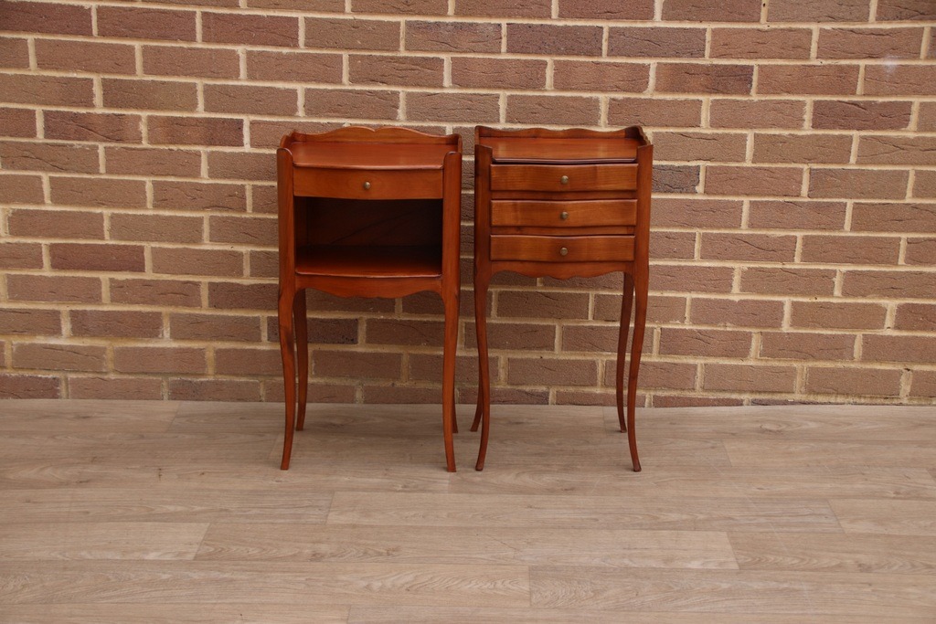 Pair of French Cherry Bedside Tables - Image 2