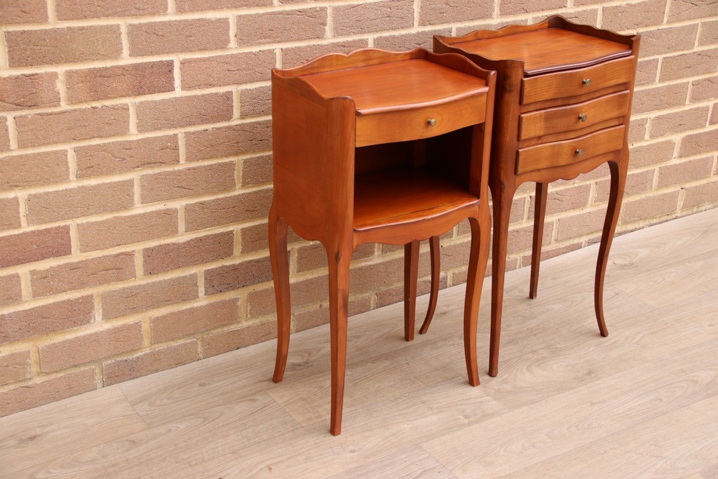 Pair of French Cherry Bedside Tables - Image 3