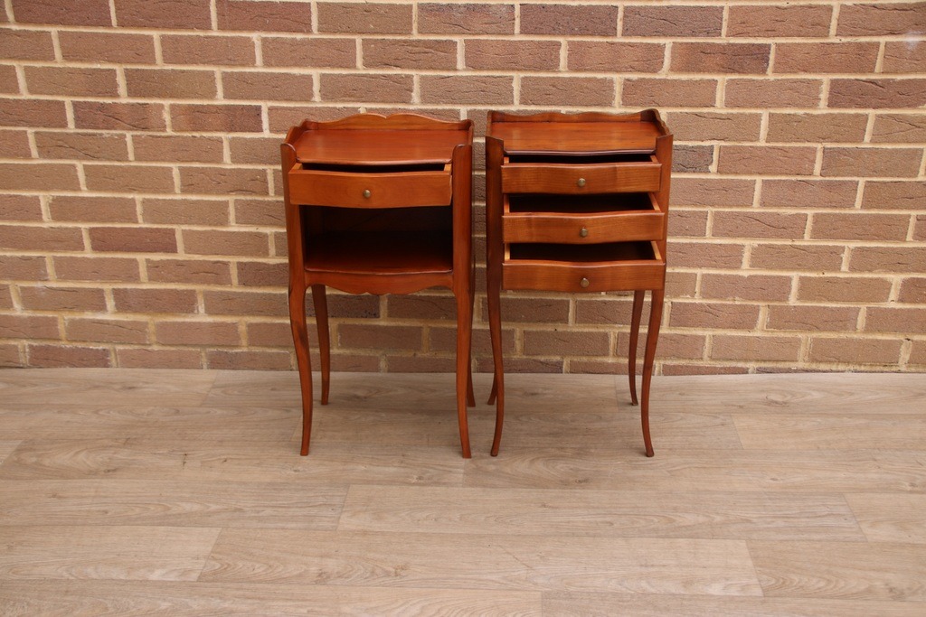 Pair of French Cherry Bedside Tables - Image 4