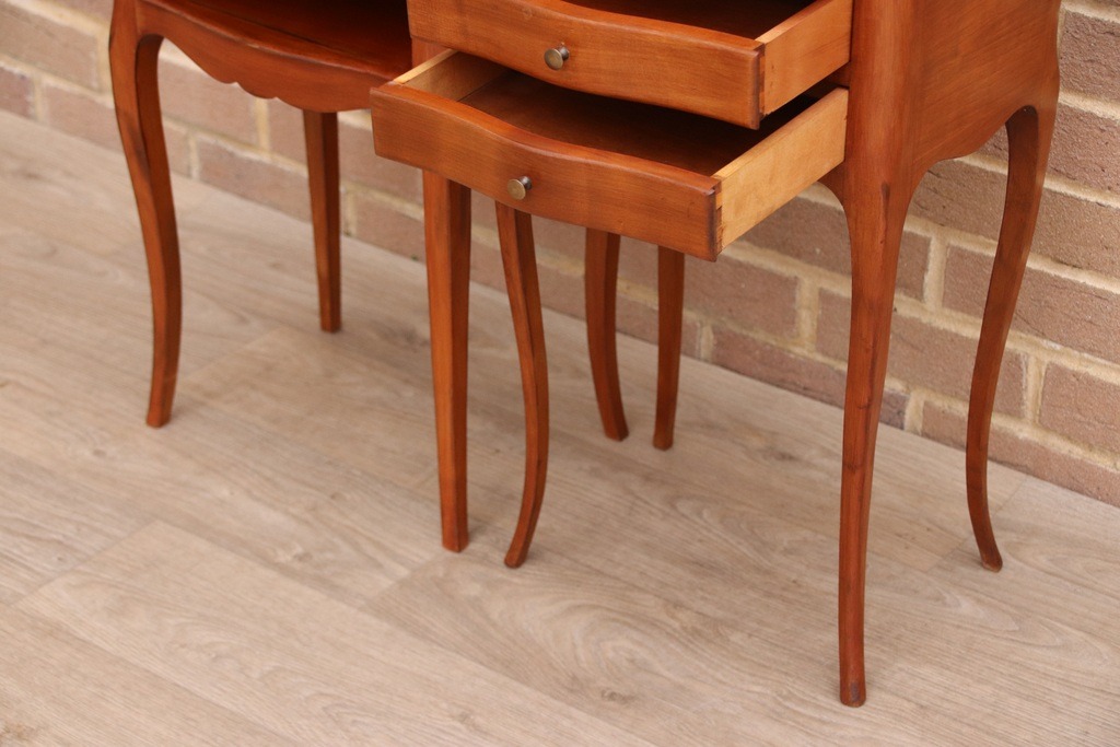 Pair of French Cherry Bedside Tables - Image 7