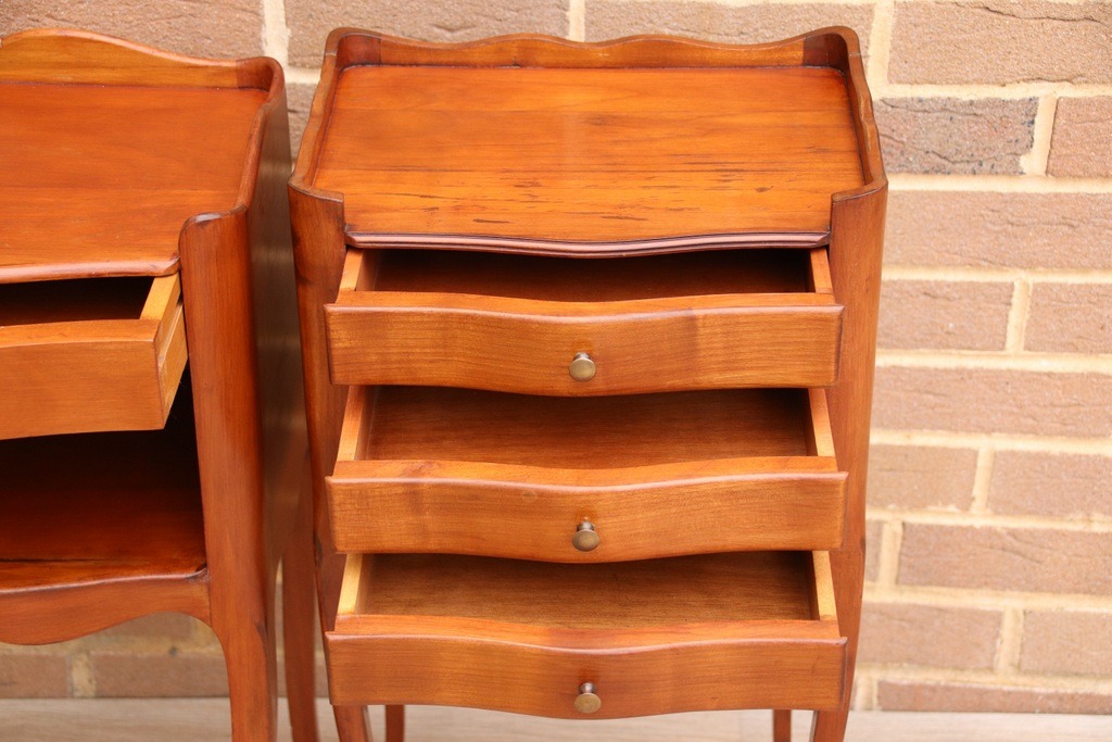 Pair of French Cherry Bedside Tables - Image 8