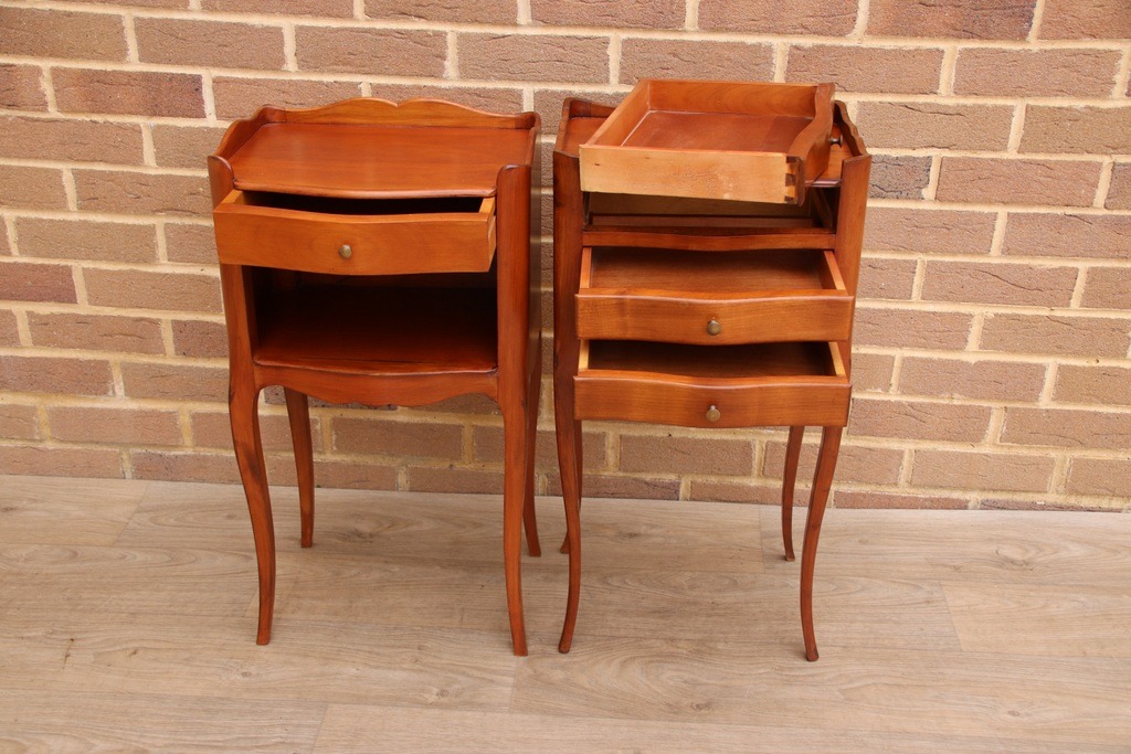 Pair of French Cherry Bedside Tables - Image 9
