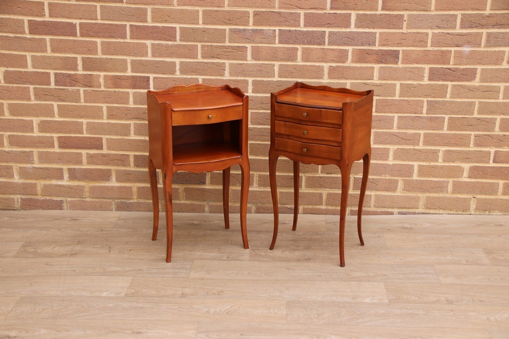 Pair of French Cherry Bedside Tables - Image 10