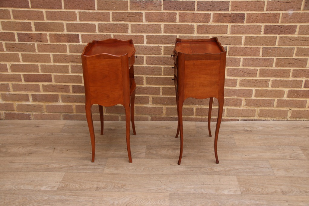 Pair of French Cherry Bedside Tables - Image 11