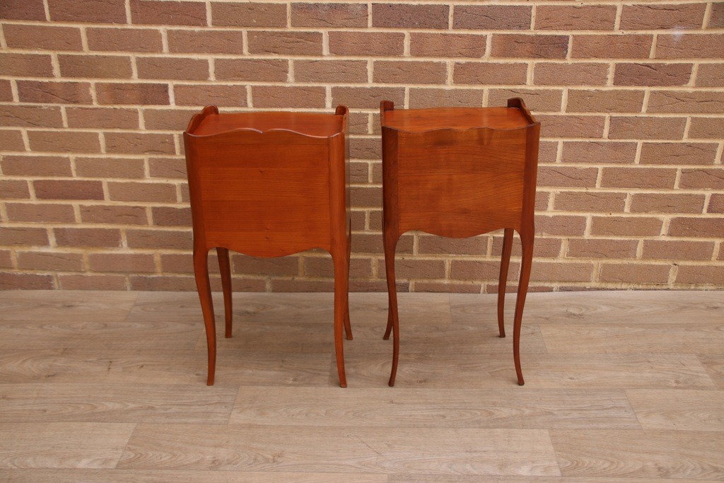 Pair of French Cherry Bedside Tables - Image 12