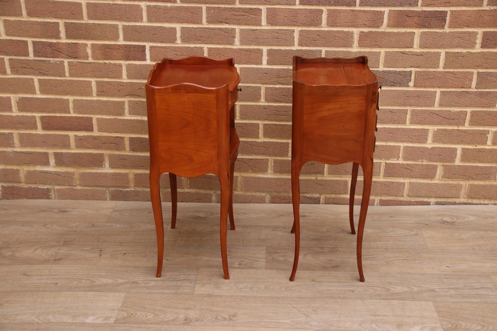 Pair of French Cherry Bedside Tables - Image 13