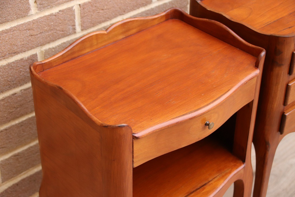 Pair of French Cherry Bedside Tables - Image 15