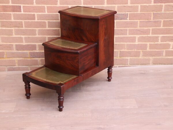 English Mahogany Library Antique Steps