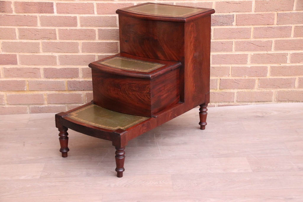 English Mahogany Library Antique Steps - Image 3
