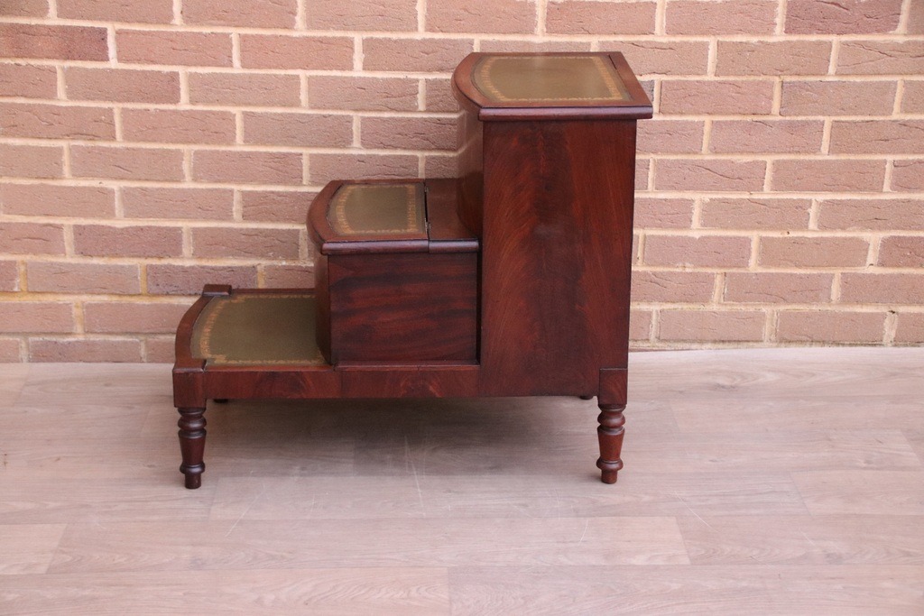 English Mahogany Library Antique Steps - Image 4