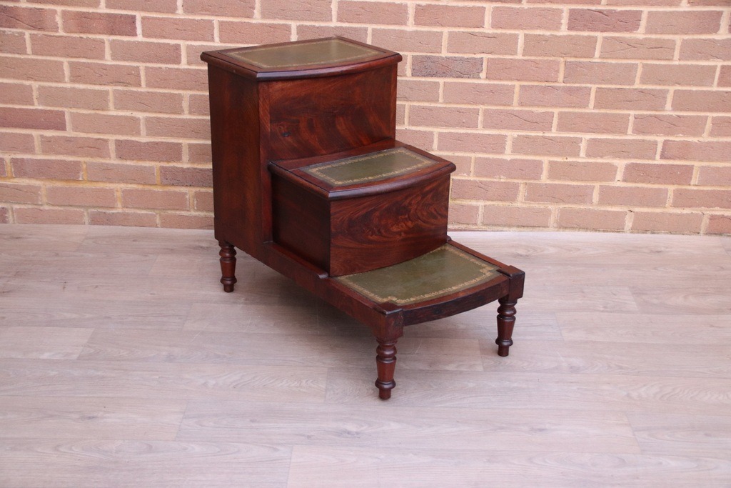 English Mahogany Library Antique Steps - Image 10