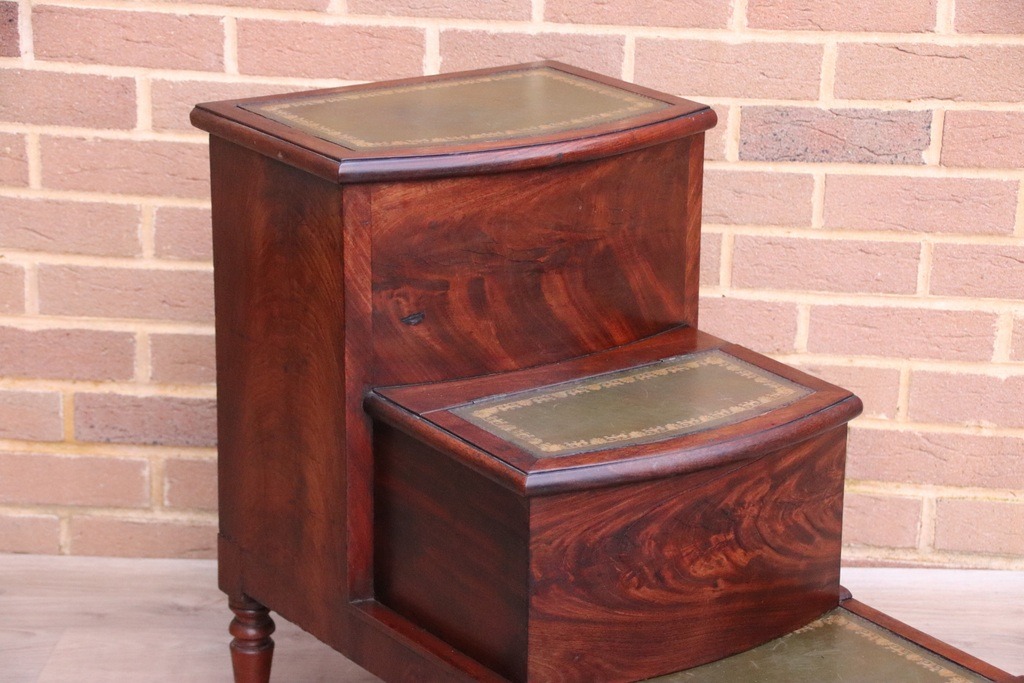 English Mahogany Library Antique Steps - Image 11