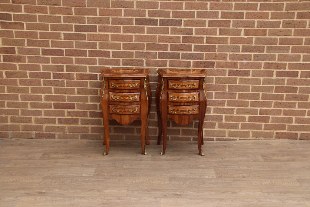 Pair of French Bombe Bedside Tables - Image 2