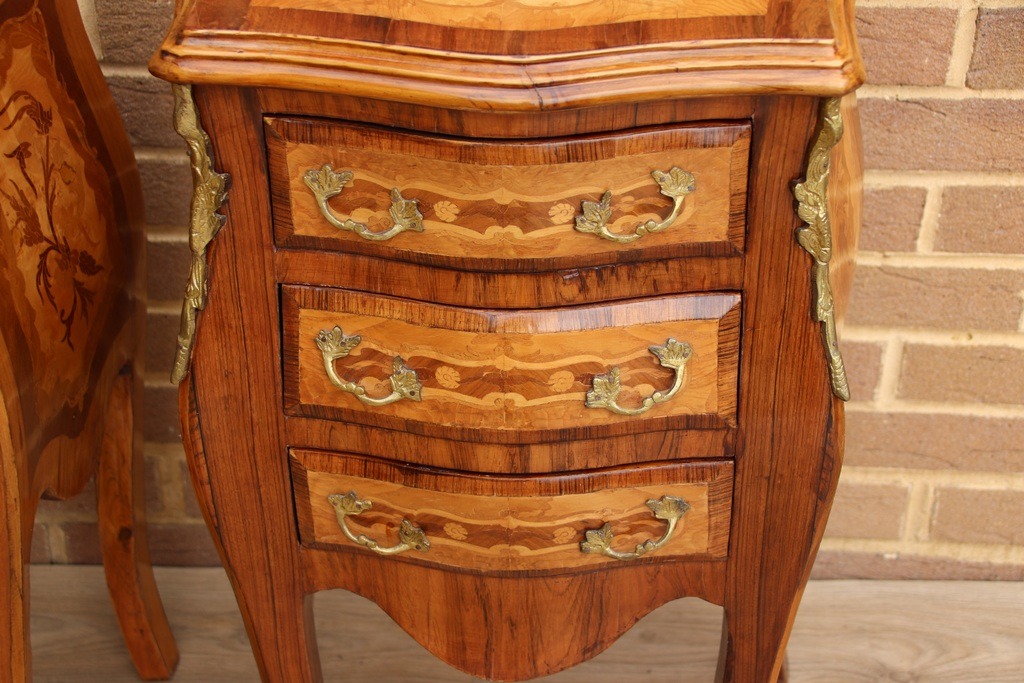 Pair of French Bombe Bedside Tables - Image 16
