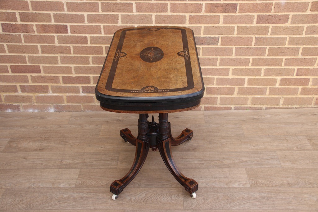 Victorian Burr Walnut Card Table - Image 4