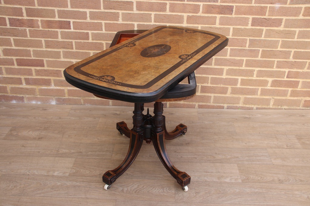 Victorian Burr Walnut Card Table - Image 5