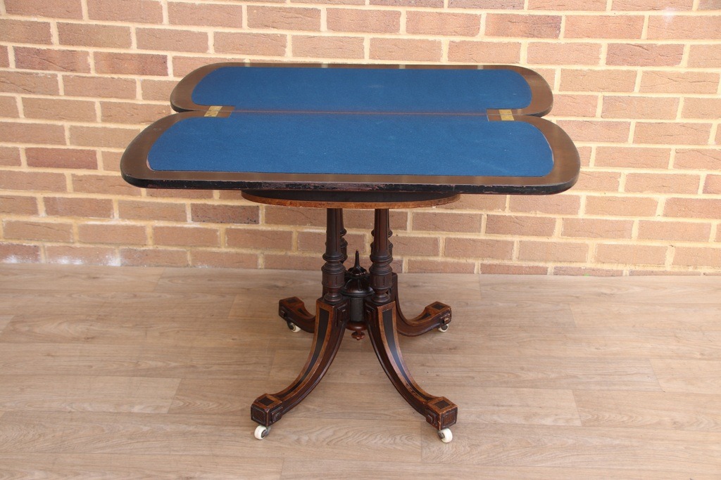 Victorian Burr Walnut Card Table - Image 8