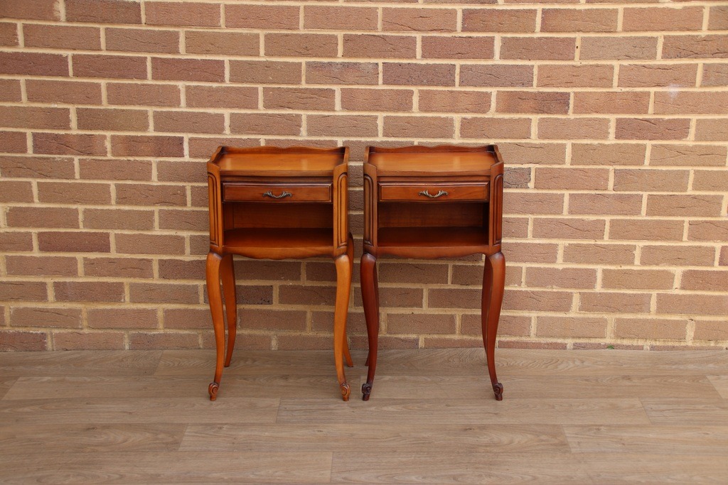 Pair of French Cherry Bedside Tables - Image 2