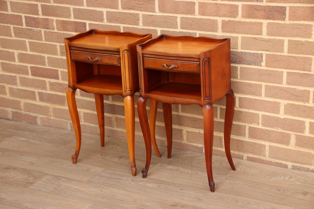 Pair of French Cherry Bedside Tables - Image 3