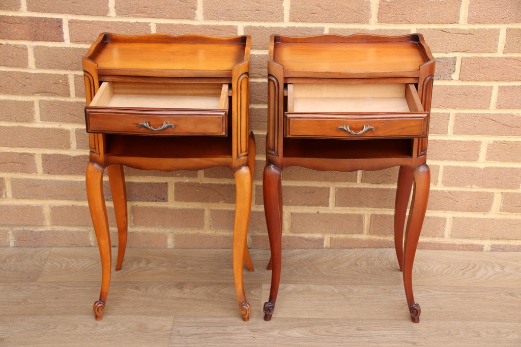 Pair of French Cherry Bedside Tables - Image 4