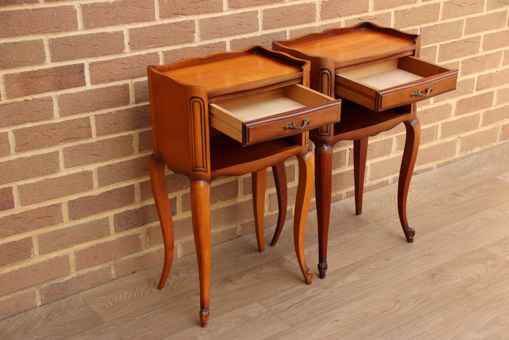 Pair of French Cherry Bedside Tables - Image 5