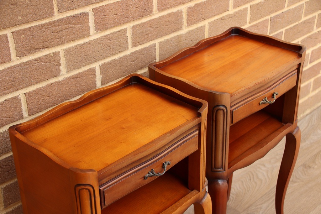 Pair of French Cherry Bedside Tables - Image 8