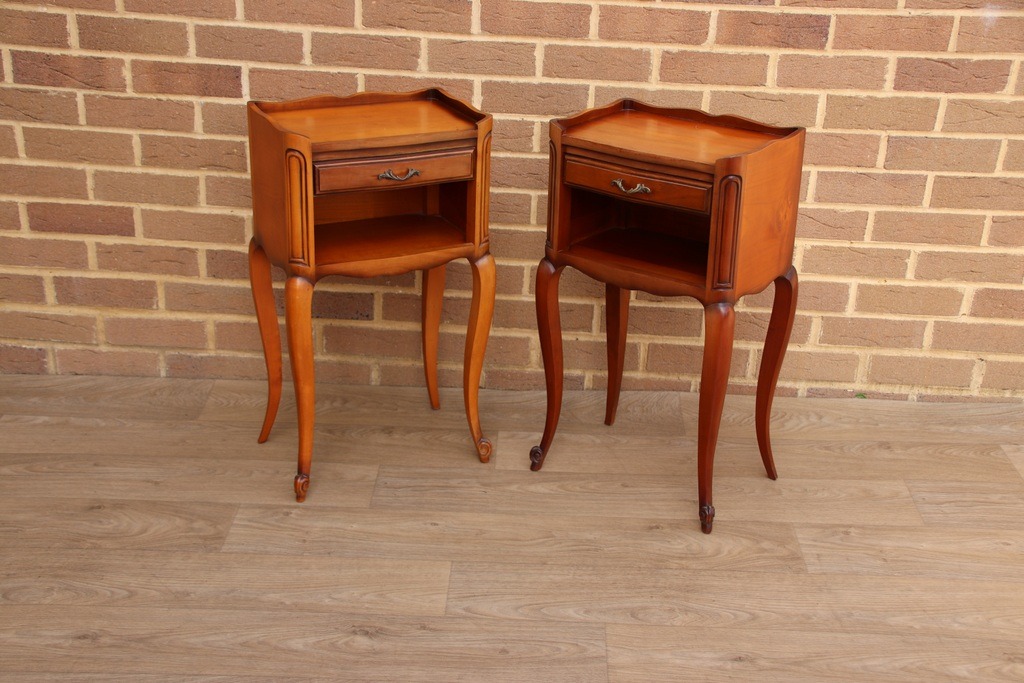 Pair of French Cherry Bedside Tables - Image 9