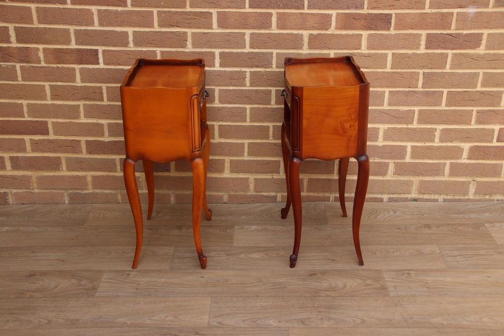 Pair of French Cherry Bedside Tables - Image 10