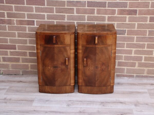 Pair of Art Deco Walnut Bedside Cabinets