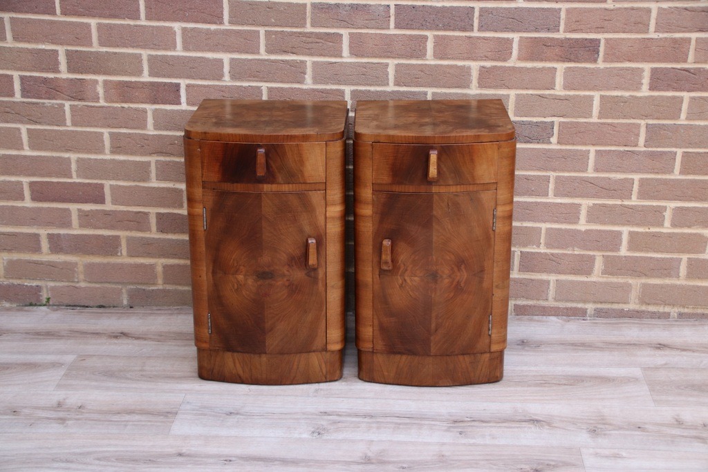 Pair of Art Deco Walnut Bedside Cabinets - Image 1