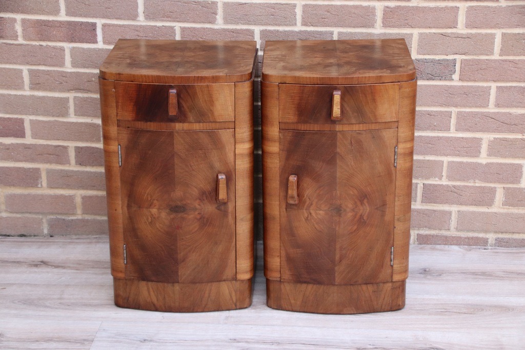 Pair of Art Deco Walnut Bedside Cabinets - Image 2