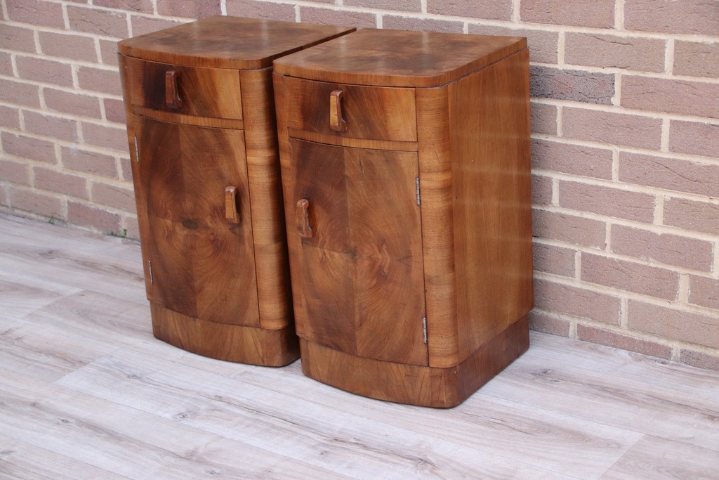 Pair of Art Deco Walnut Bedside Cabinets - Image 4